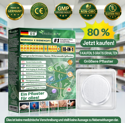 🇩🇪 Offizieller deutscher Shop | Geelemon® Moringa · Berberin × NAD+ 𝟏𝟎-𝐢𝐧-𝟏 𝐀𝐝𝐯𝐚𝐧𝐜𝐞𝐝 𝐍𝐚𝐧𝐨-𝐌𝐢𝐤𝐫𝐨𝐧𝐚𝐝𝐞𝐥-𝐏𝐚𝐭𝐜𝐡 — 𝐄𝐢𝐧𝐦𝐚𝐥 𝐭ä𝐠𝐥𝐢𝐜𝐡, 𝐬𝐢𝐜𝐡𝐭𝐛𝐚𝐫𝐞 𝐄𝐫𝐠𝐞𝐛𝐧𝐢𝐬𝐬𝐞 𝐢𝐧 𝟕 𝐓𝐚𝐠𝐞𝐧